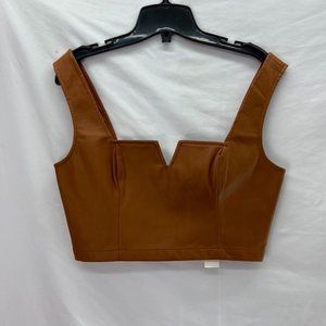 Maeve by Anthropologie Faux Leather Top Brown - Size 8